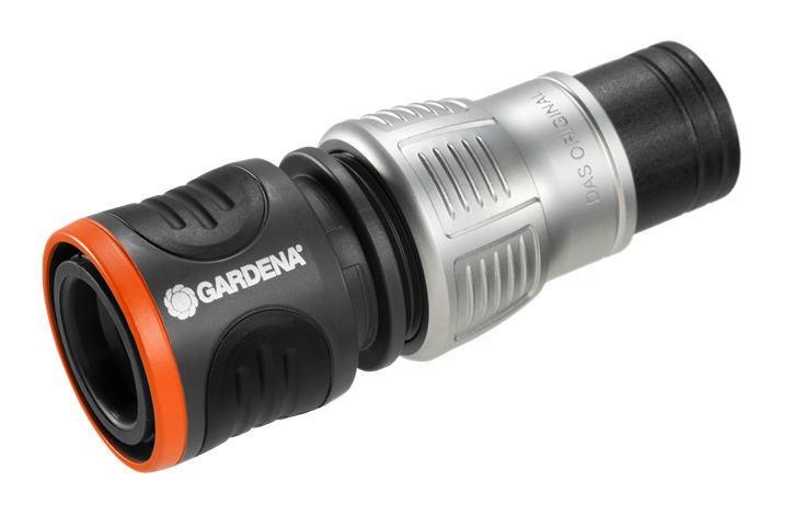 Gardena Premium Wasserstop 1/2"-5/8" Schlauchkupplung Metall Schwarz-Orange-Silber