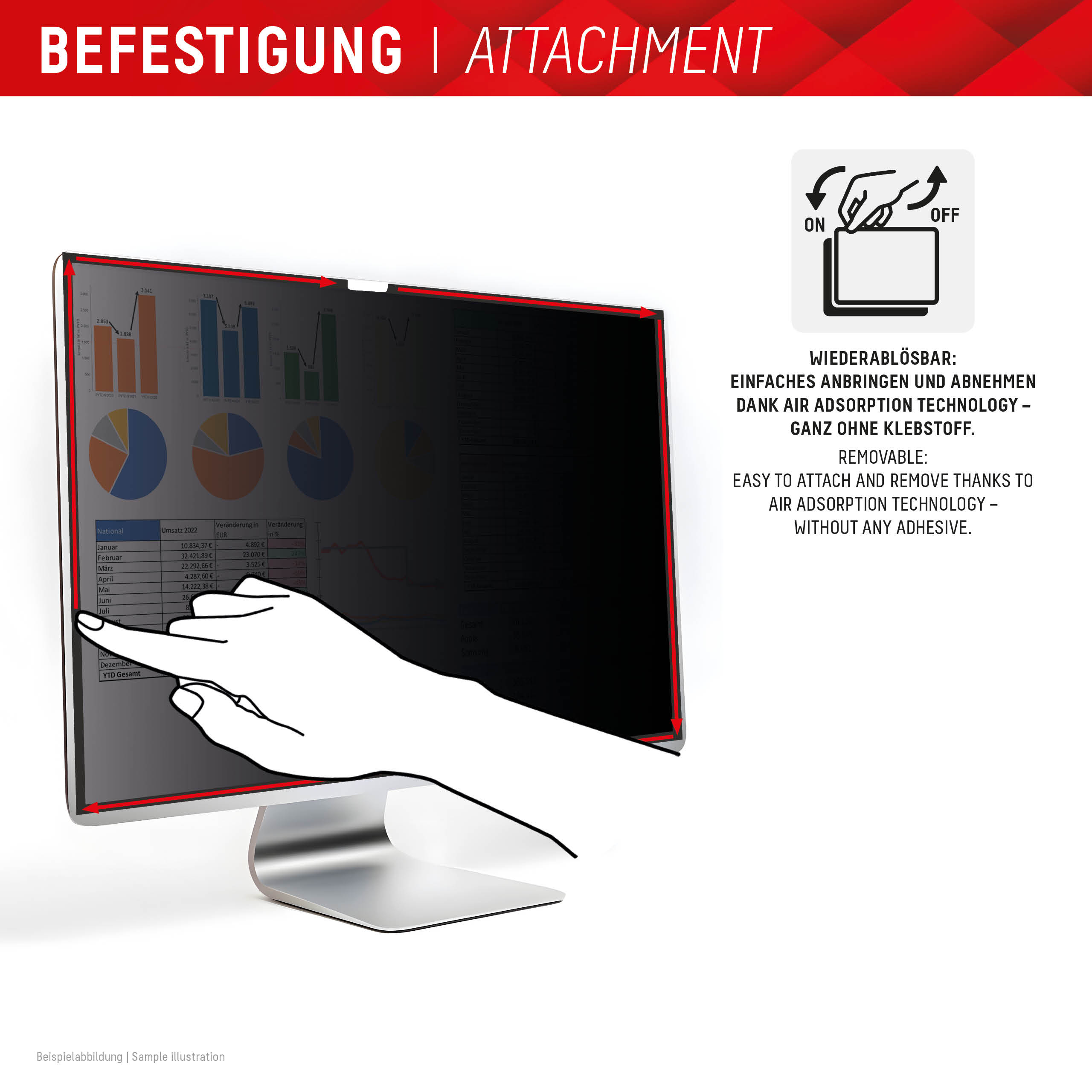 Displex Privacy Safe Blickschutzfilter für Apple Studio Display 27" Magnetisch 2-Wege Rahmenlos Blau