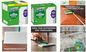 Swiffer Trocken-Bodenwischtücher, 18er Nachfüllpackung fängt und schließt 3x mehr Staub, Schmutz und Haare - 1 Stück (8006530389488)