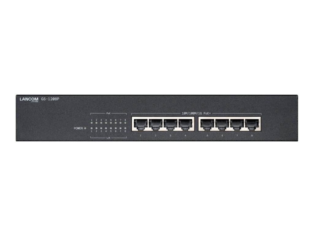 Lancom GS-1208P Unmanaged PoE+ Gigabit Switch 8 x 10/100/1000 Schwarz