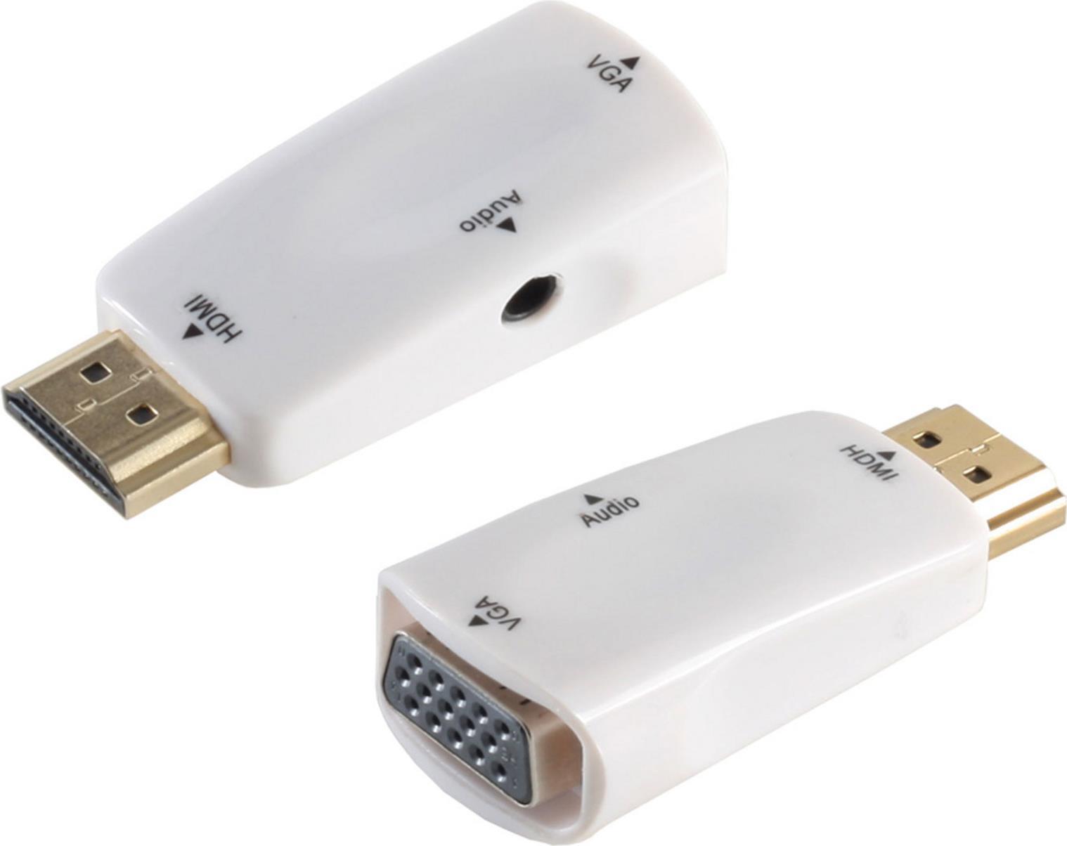 S-Conn 10-01001 HDMI A VGA / 3.5mm Weiß Kabelschnittstellen-/adapter (10-01001)