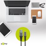 Goobay Lightning auf USB-A Textilkabel mit Metallsteckern (space grau/silber) 1 m, 1 m, Schwarz-Grau - elegantes und extra-robustes Verbindungskabel für z.B. Apple iPhone, iPad (49268)