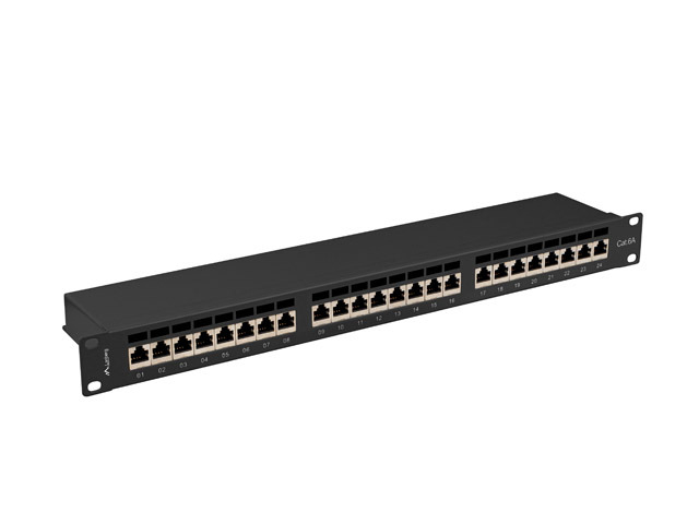 Lanberg PPSA-1024-B Patchpanel 24-Port 1U 19" Cat.6A FTP Schwarz