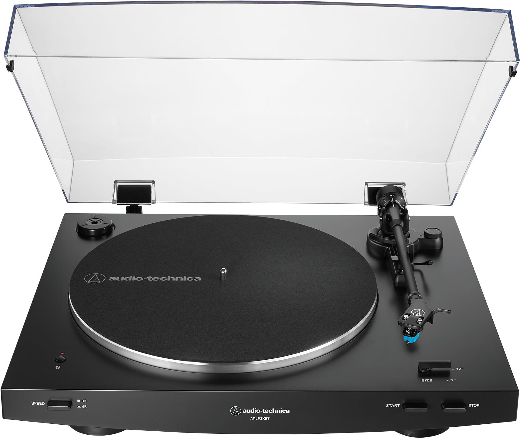 Audio-Technica AT-LP3XBTBK. Typ: Audio-Plattenspieler mit Riemenantrieb, Betrieb: Vollautomatisch, Produktfarbe: Schwarz. Bluetooth-Profile: A2DP. Frequenzbereich: 2402 (AT-LP3XBTBK)
