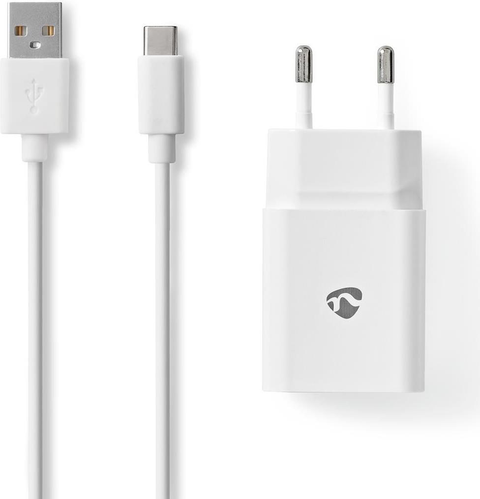 Nedis Netzladegerät 12 W 1x 2.4 A A - Anzahl der Ausgänge: 1, USB-A, USB Type-C™ (Lose) Kabel, Single Voltage Output, weiß (WCHAC242AWT)