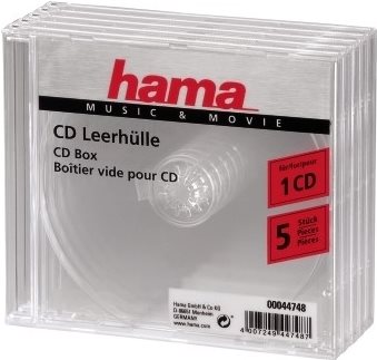 1x5 Hama CD-Box transparent Jewel-Case 44748