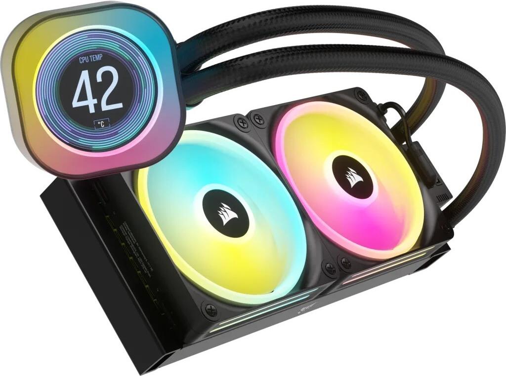 Corsair CORSAIR iCUE Link LCD H100i RGB 240 mm Prozessor-Flüssigkeitskühlsystem Schwarz