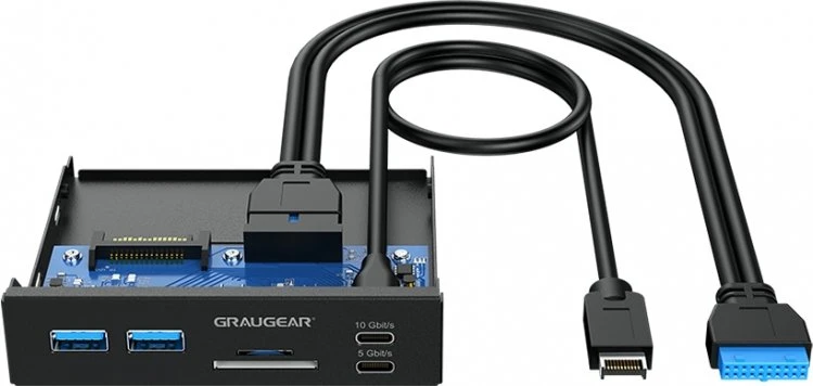 GRAUGEAR USB-Hub + Kartenleser Frontpanel m. 2,5" SSD Rahmen (G-MP01CR-5)