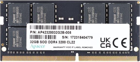 Apacer 16 GB DDR4-3200 SO-DIMM RAM CL22 PC4-25600 (AS16GGB32CSYBGH)