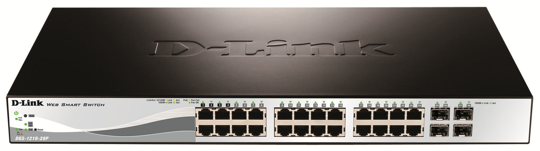 D-Link Web Smart DGS-1210-28P 28-Port Gigabit PoE Managed Switch Grau