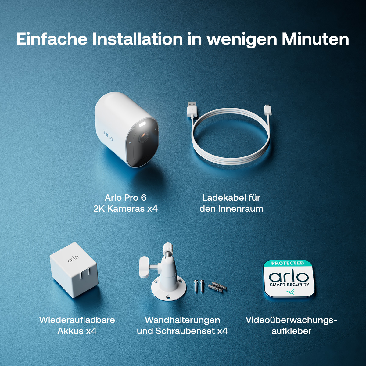 Arlo Pro 6 4-Kamera Set 2560 x 1440 Pixel Weiß