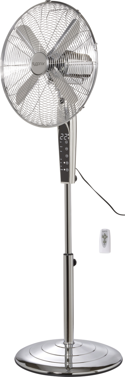Sygonix Standventilator 50 W SY-6904482 Ø 44 cm x 130 cm Chrom LED Oszillierend