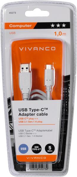 Vivanco 45273 USB Kabel 1 m USB 3.2 Gen 1 (3.1 Gen 1) USB C USB A Weiß (45273)