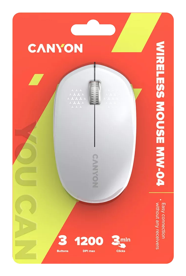 Canyon MW-04 Kabellose Optische Maus Bluetooth 5.0 3 Tasten 1200 DPI Weiß