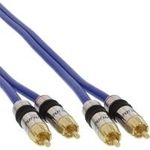 INLINE 2xCinch Audio Kabel PREMIUM 30m doppelt geschirmtes Kabel vergoldete Cinch Stecker Impedanz 75 Ohm Laenge 30m (89730P)