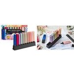 STABILO Textmarker BOSS ORIGINAL NatureCOLORS, 10er Tischset aus schwarzem Kunststoff mit Stiftablage, Keilspitze, - 1 Stück (7010-3-5)