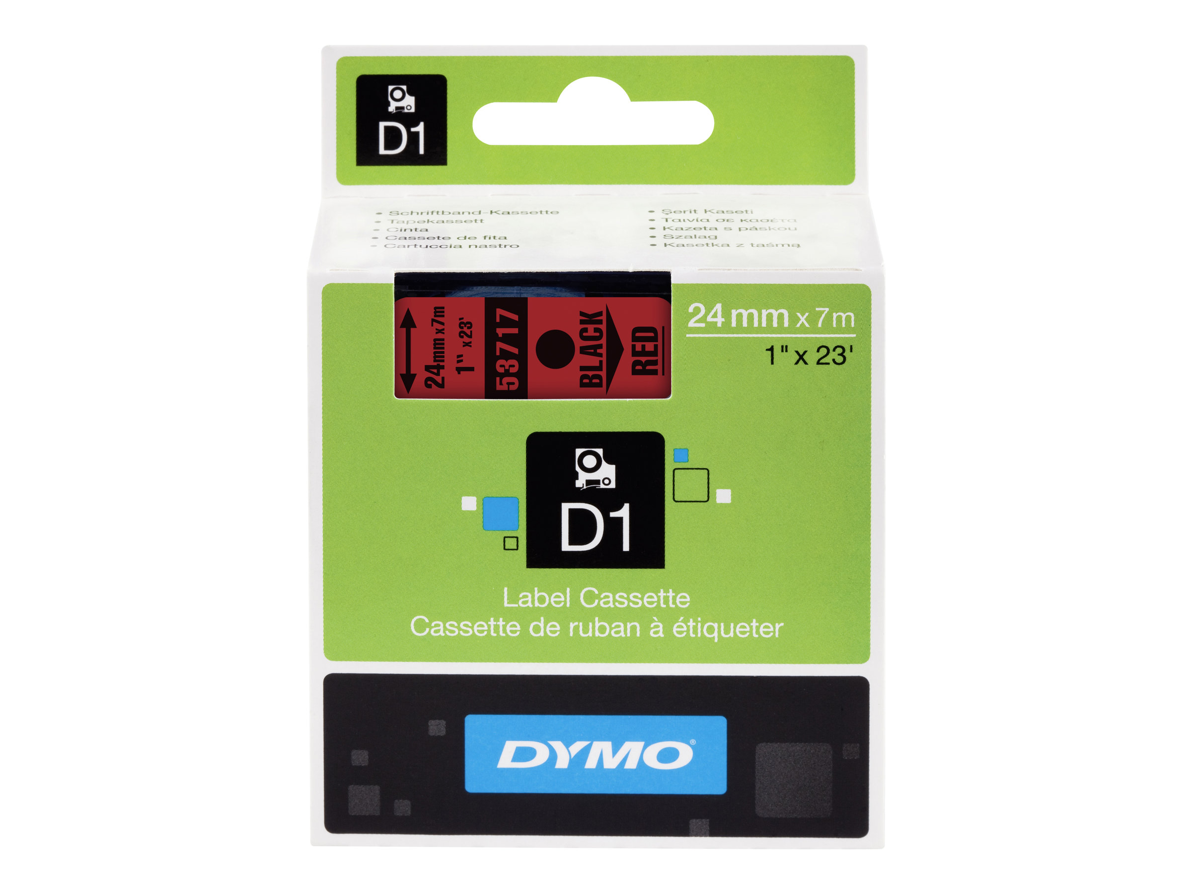 DYMO D1 Etikettenband 24 mm x 7 m Schwarz auf Rot