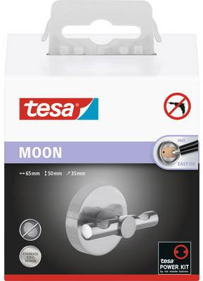 tesa MOON ® MOON Garderobenhaken aus Edelstahl (L x B x H) 65 x 50 x 35 mm Silber Inhalt: 1 St. (40305-00000-00)