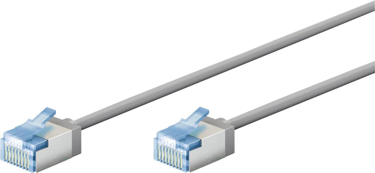 Goobay Ultraflexibles CAT 6A Patchkabel slim U/FTP grau - extrakurze Stecker reiner (74307)