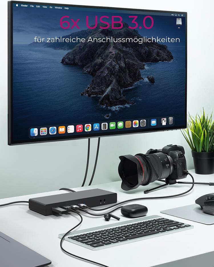 ICY BOX IB-DK2245AC Dockingstation USB-C / Thunderbolt 3 2x HDMI 2x DisplayPort Gigabit Ethernet Schwarz