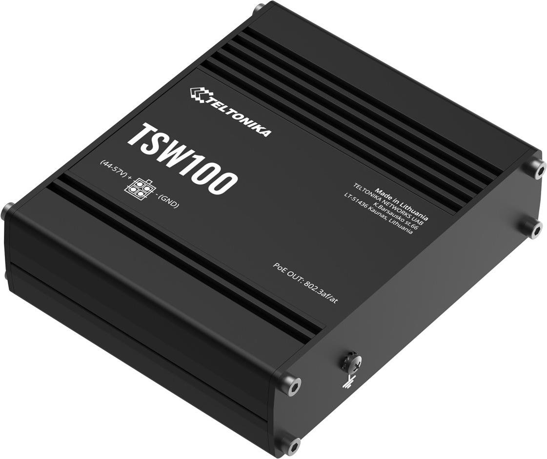 Teltonika TSW100 5-Port Gigabit Unmanaged Switch PoE Blau, Metallisch