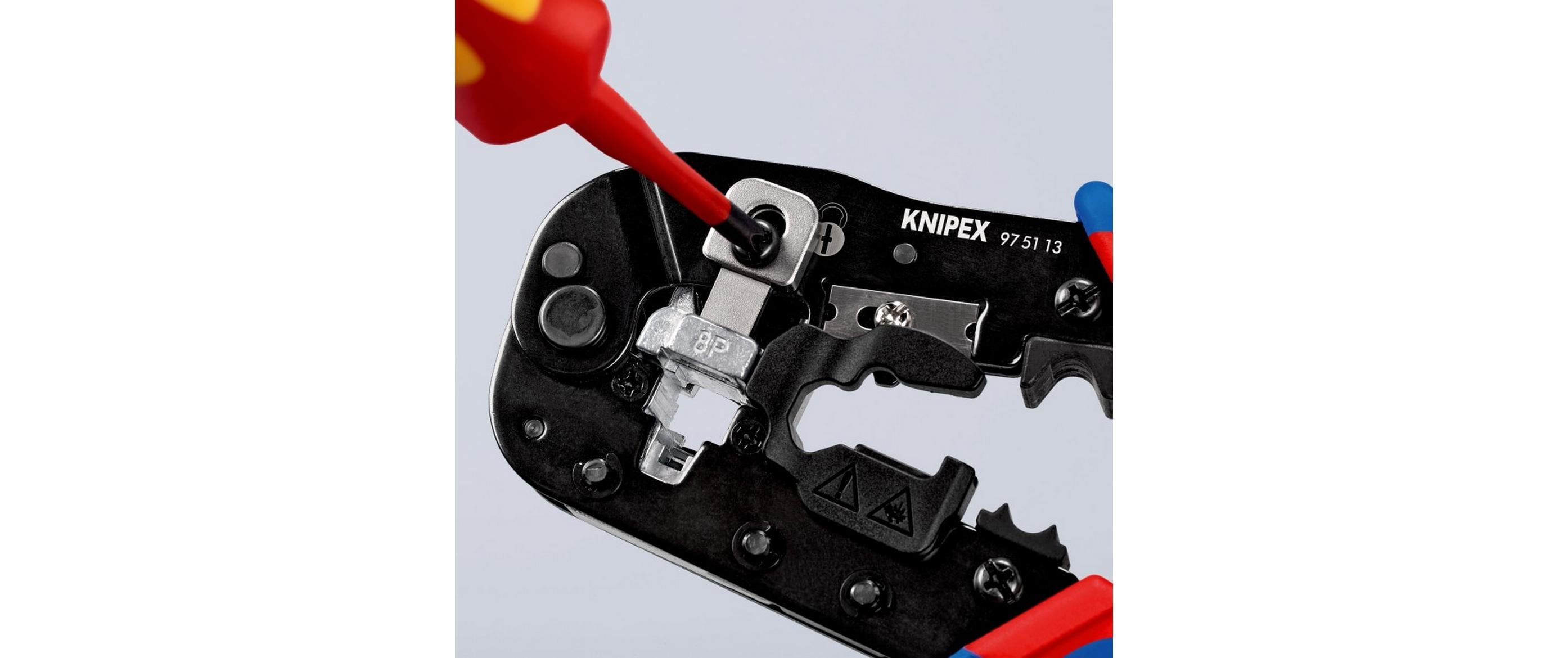 Knipex Crimpzange 97 51 13 für Westernstecker RJ45 Schwarz, Blau, Rot