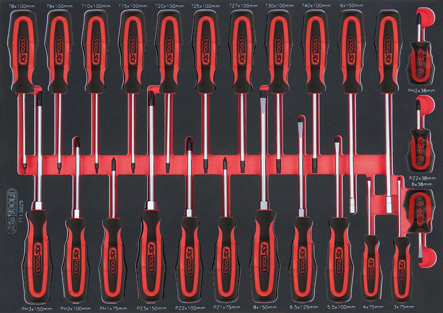 KS TOOLS SCS ERGOTORQUEplus Schraubendreher-Satz, 25-tlg. in 1/1 Systemeinlage (711.0025)