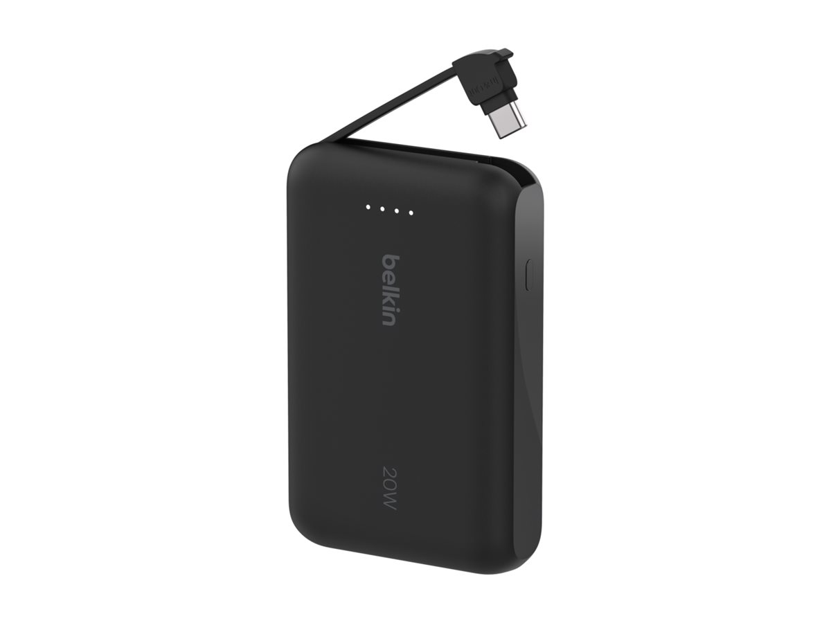 Belkin BoostCharge Powerbank mit integriertem USB-C-Kabel 10000 mAh 20 W Schwarz
