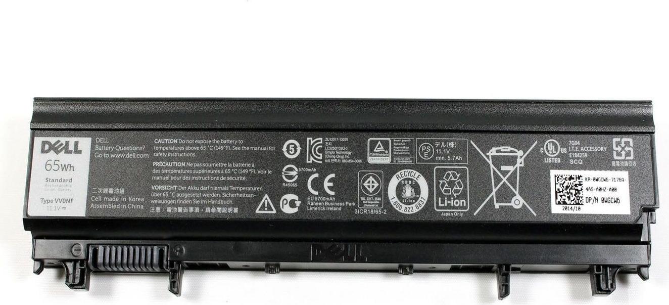 Dell Battery, 65WHR, 6 Cell, (C3YFG)