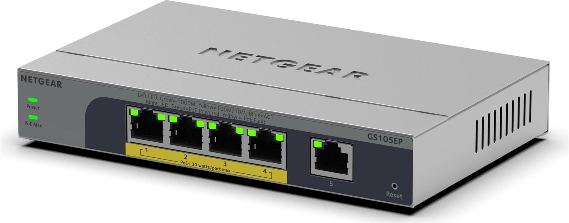Netgear 5PT GB Plus Switch W/PoE+ GS105EP (GS105EP-100EUS)
