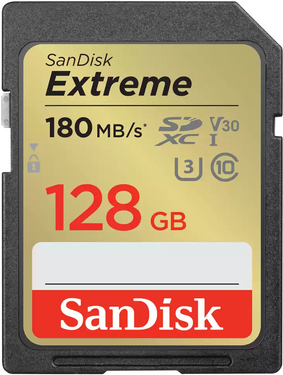 WESTERN DIGITAL EXTREME 128GB SDHC MEMORY CARD 180MB/S 90MB/S UHS-I CLASS 10 U3 (SDSDXVA-128G-GNCIN)