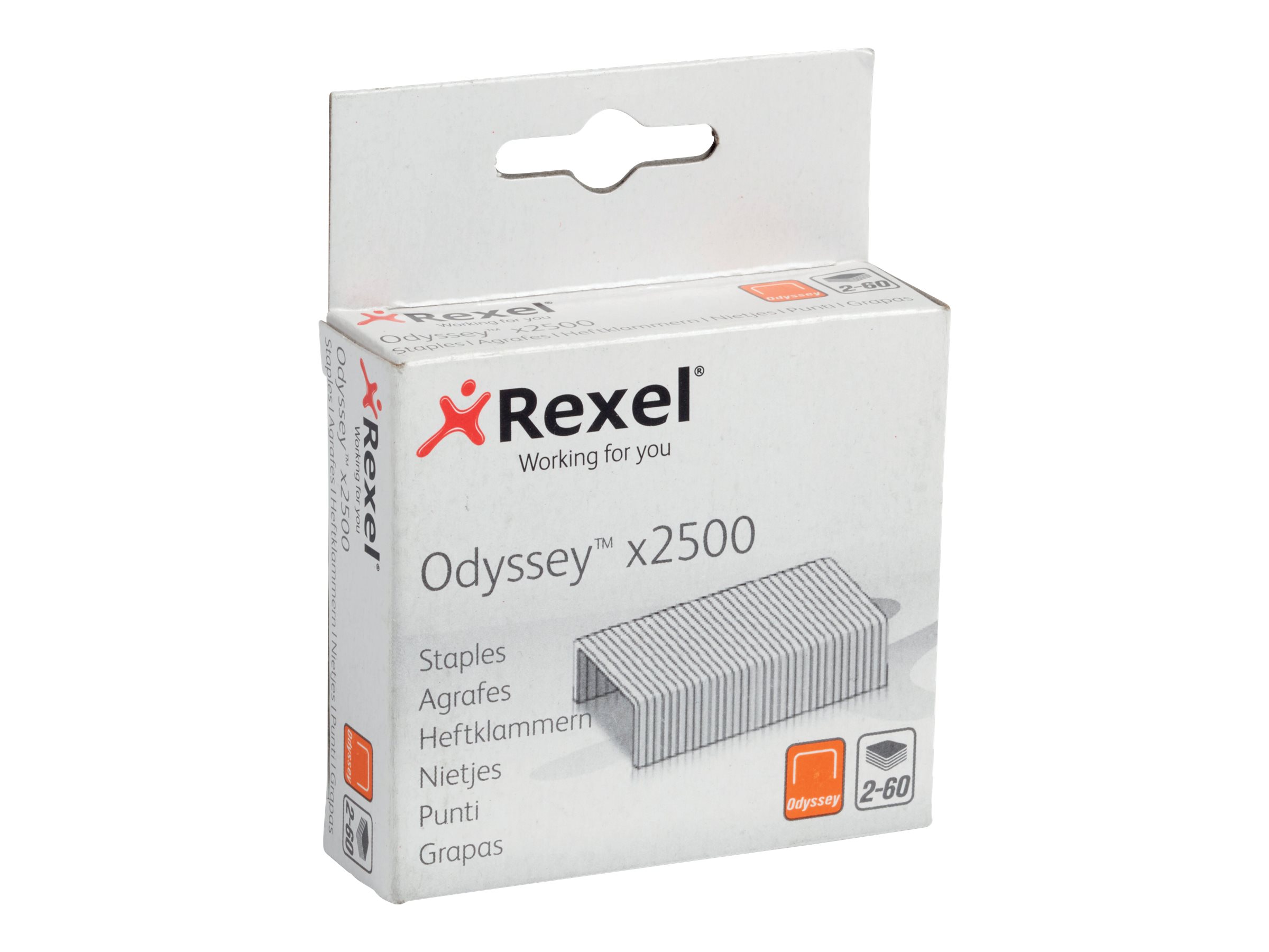 REXEL Odyssey Heftklammern für Blockheftgerät, verzinkter Stahl, 2.500 Stück, Silber