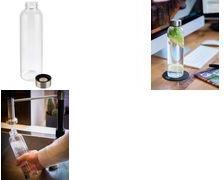 APS Trinkflasche, aus Glas, 1,00 Liter, transparent Behälter aus Glas, Schraubverschluss aus 18/8 Edelstahl, - 1 Stück (66909)