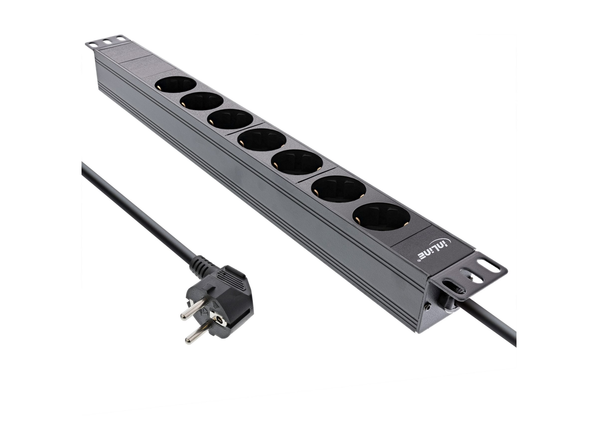 InLine 19" Steckdosenleiste 7-fach Schutzkontakt ohne Schalter 2m Schwarz