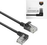 ACT Black 1.5 meters U/UTP CAT6A LSZH Slimline patch cable with RJ45 connectors 90? angled left to straight (DC1951)