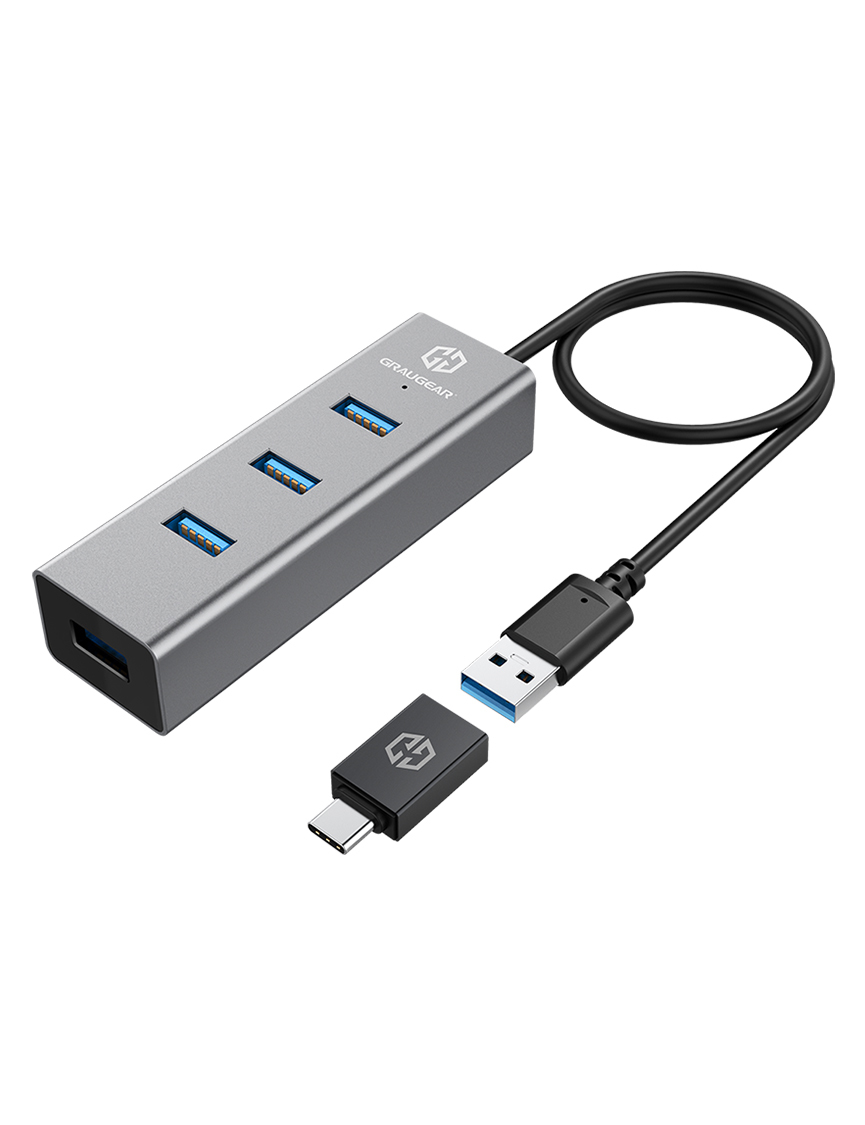 GrauGear G-HUB4-AC USB-Hub 4 Port Aluminium Schwarz