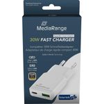 MediaRange Ladegerät 30W 2-Port 1x USB-A/1x USB-C GaN, weiß (MRMA125)