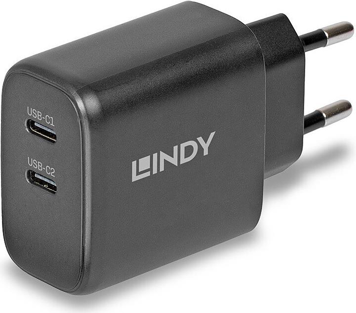Lindy 65W USB 2 x Type C GaN Charger mit EU-Stecker (73438)