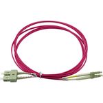 BlueOptics© Duplex LWL Patchkabel, LC-UPC/SC-UPC beige, 5 Meter, Multimode G50/125µm, OM4, Eingangsdämpfung: unter 0.2dB, Markenfaser, LSZH magenta / violett, 2.0mm Tube, Keramik Ferrule, inkl. Messprotokoll (SFP3132FU5MK)