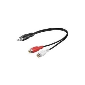 Wentronic Goobay Cinch-Adapterkabel, Schwarz, 0.2 m - Cinch-Stecker > 2x Cinch-Buchse (Audio links/rechts) (50005)