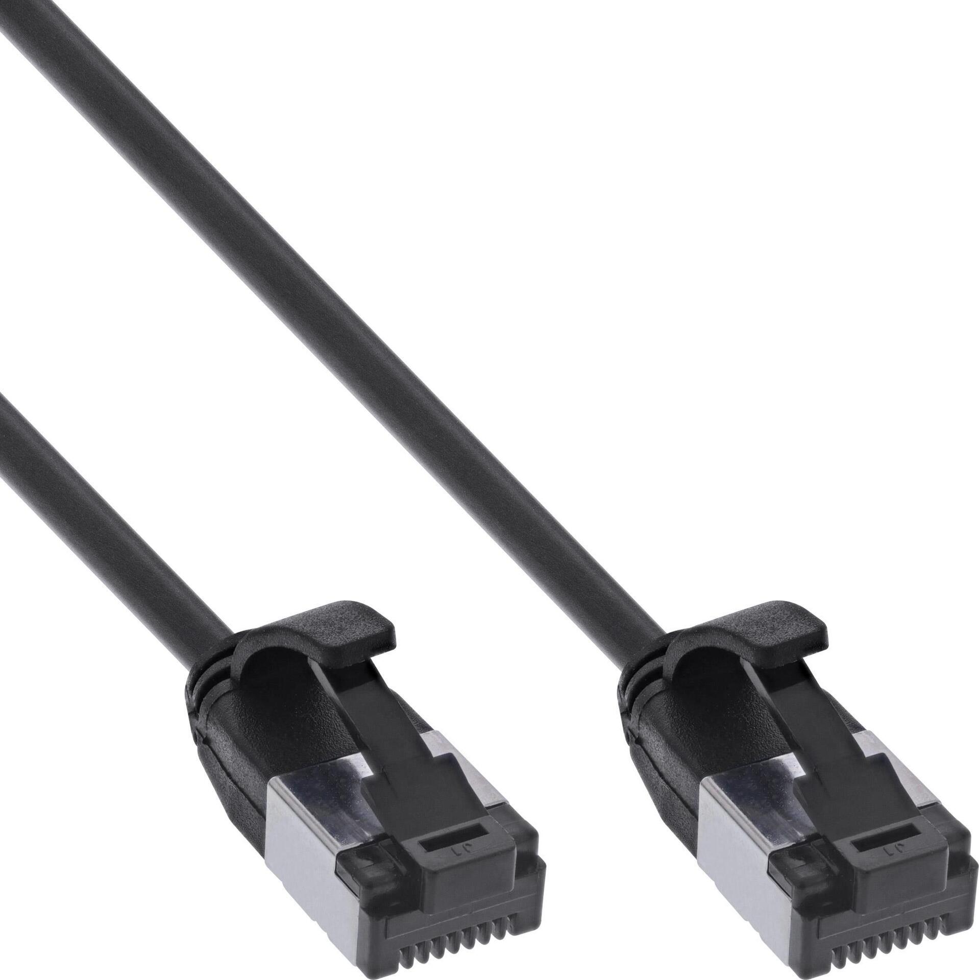 InLine® Patchkabel slim, U/FTP, Cat.8.1, TPE halogenfrei, schwarz, 0,25m (75312S)