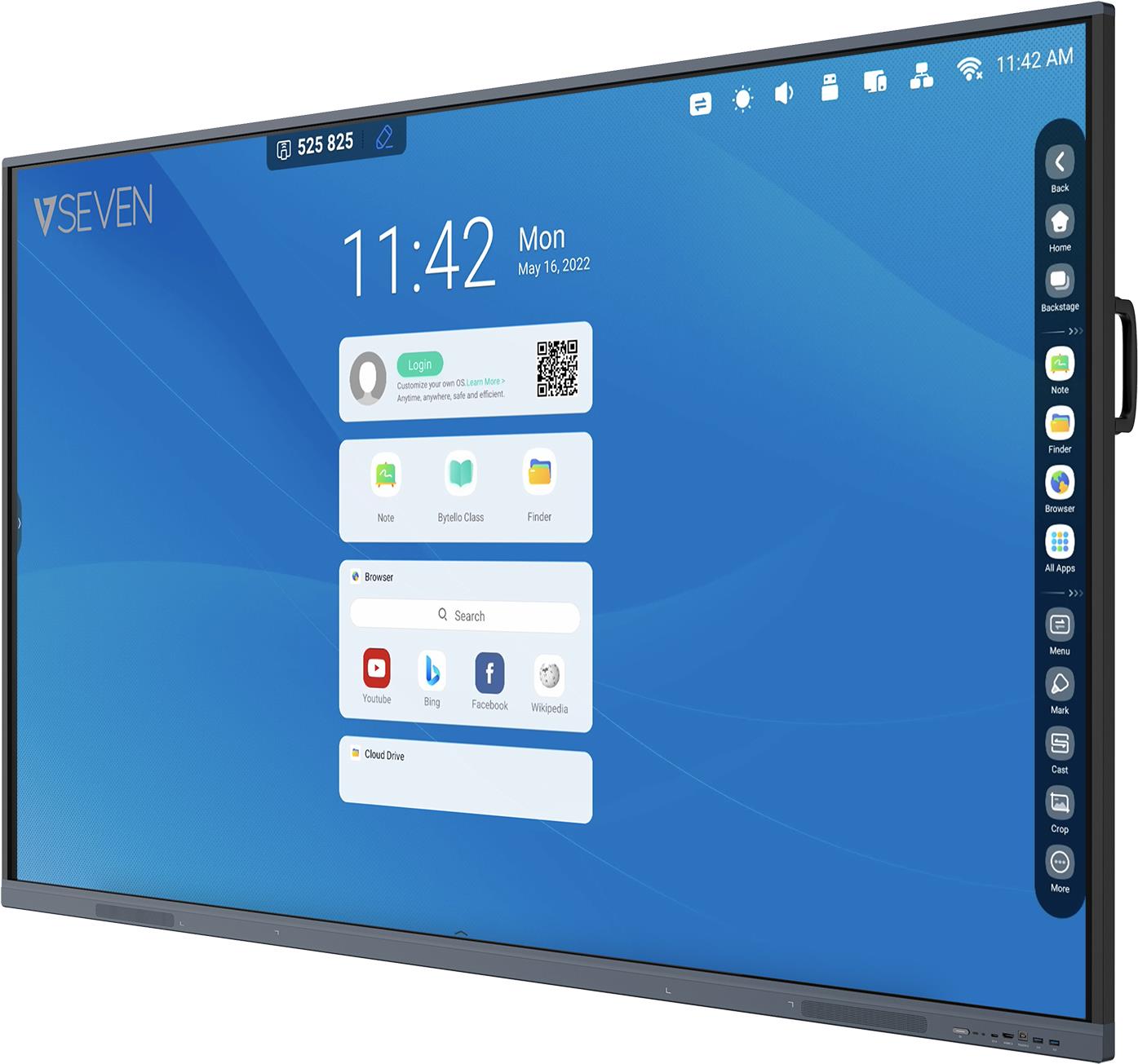 V7 Interaktives Display – 86 Zoll 4K Android 11 Bildschirm 8 GB/64 GB mit HDMI-Ausgang WLAN und Wandmontage (IFP8601-V7HM)