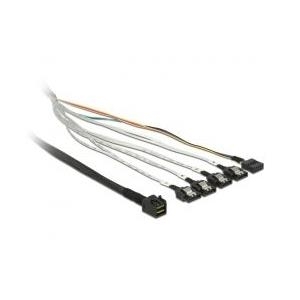 Delock Kabel Mini SAS SFF-8643 > 4 x SATA 7 Pin + Sideband 0,5 m Metall (83315)