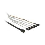 Delock Kabel Mini SAS SFF-8643 > 4 x SATA 7 Pin + Sideband 0,5 m Metall (83315)
