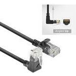 ACT Black 1 meter U/UTP CAT6A LSZH Slimline patch cable with RJ45 connectors 90? angled up to straight (DC4901)