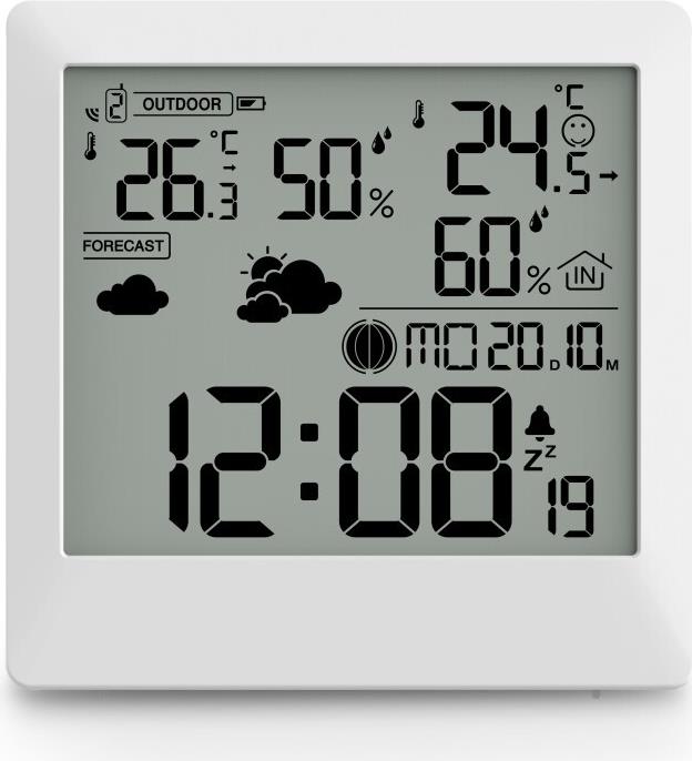 Hama Wetterstation Palawan, mit Außensensor, Funk, Wecker, Thermo/Hygro, Weiß (00222238)