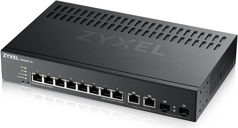 Zyxel GS2220-10 Managed Switch 8 Ports + 2x Combo Gigabit SFP Schwarz