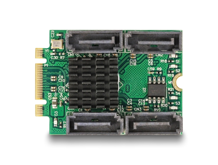 Delock 61062 Schnittstellenadapter M.2 Card zu 4 x SATA 6 Gbit/s Schwarz, Grün