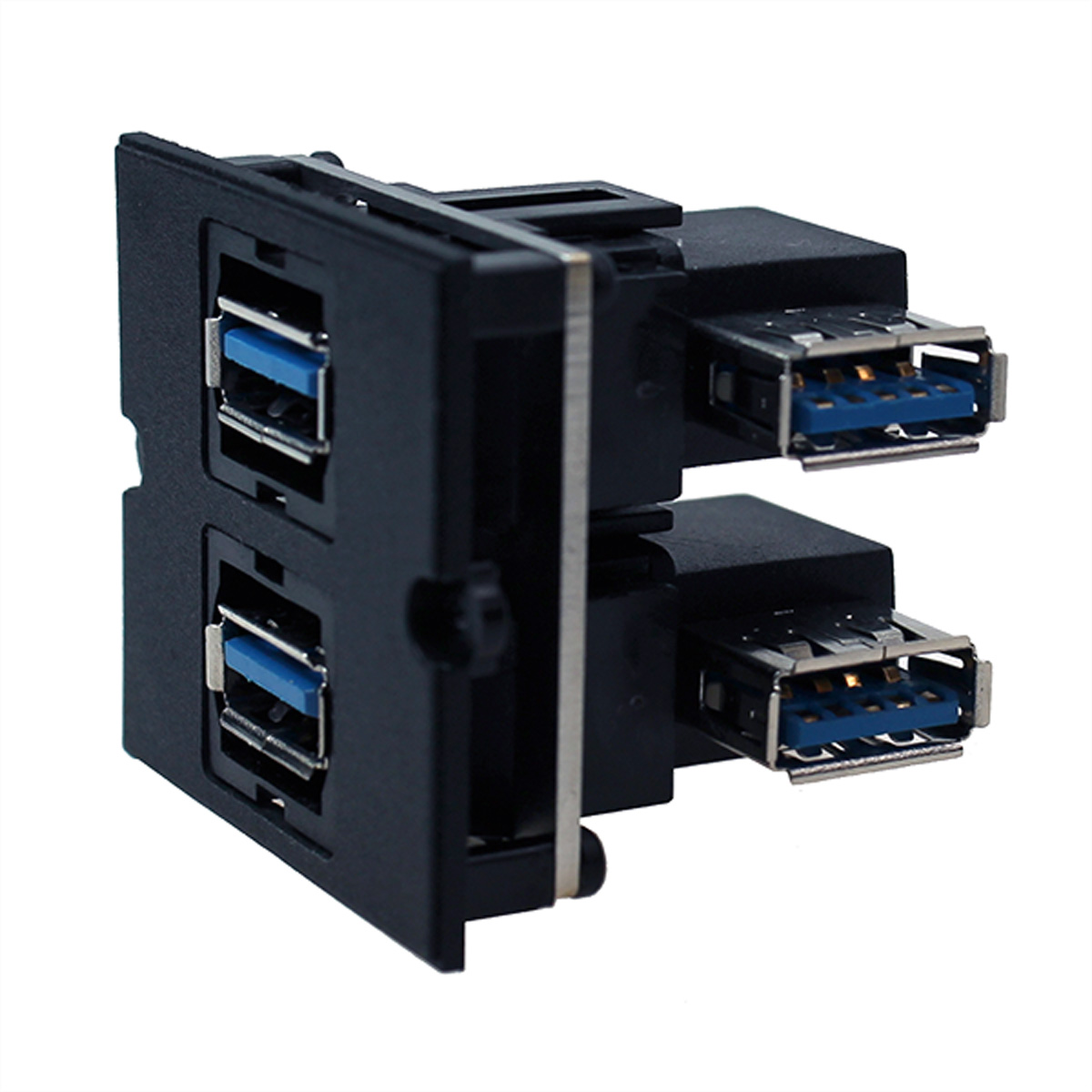 Bachmann Rahmen 917059 Modulares Faceplate-Snap-In 2x USB 3.0 Typ-A 90° Schwarz