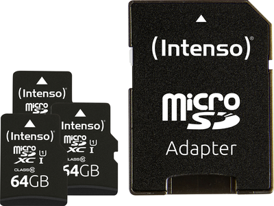 Intenso Premium 3er Pack (3 x 64 GB) microSDXC-Karte 64 GB Class 10 UHS-I inkl. SD-Adapter (3423593)